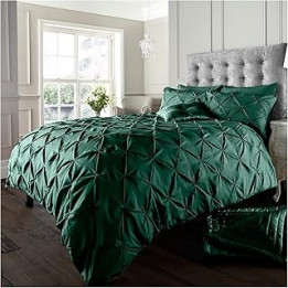 GC GAVENO CAVAILIA Pintuck Duvet Cover Double- Geometric Pinch Pleated Quilt Cover Set- Polycotton Diamond Bedding & Linen-