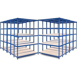 10 Bays of Heavy Duty Steel Shelving Garage Racking Unit (5 Levels 1800mm H x 1500mm W x 600mm D) 200KG UDL Per Shelf + FREE