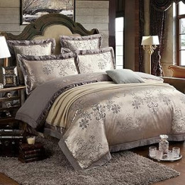 Zangge Bedding Luxury Satin Jacquard Paisley Bedding Sets Include 1 Duvet Cover 1 Flat Sheet 2 Pillowcases 2 throw pillow