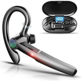 Bluetooth Headset,12Hrs Talk extendable to 48Hrs (using portable charging box), Wireless Headset with Microphone, Hands-Free