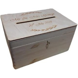 Lockable Wedding Guests Wish Post Drop Box Wooden Box with Slot Wedding Cards Envelopes Memory Box Wishing Well Bride and Groom