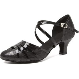 Women's Latin Salsa Dance Shoes Closed Toe Ballroom Tango Salsa Contemporary Dance Shoes 053