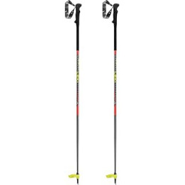 LEKI Mezza Lite Ski Poles, Bright Red/Black/Neon Yellow, 130 cm