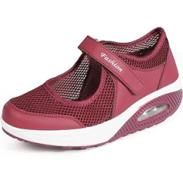 Women's Mesh Walking Shoes Ladies Shock Absorbing Sandals Wedge Lightweight Mary Janes Trainers Fitness Sports Loafers Nurse