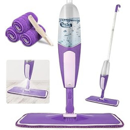 SEVENMAX Spray Mops for Floor Cleaning - Microfiber Floor Mop Dust Mop with 550ML Refillable Bottle & 3 PCS Washable Pads