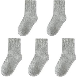5 Pairs Cozy Warm Crew Socks Cute Cartoon/Solid Colors for 1-10 Years Toddler Kids Boys Girls
