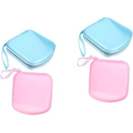 LIFKOME 4 pcs Case Dvd Holder Suitcase Zipper for Office Car Storage Slots Carrying Portable Plastic Bags Square Binder Pouch