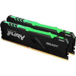 Kingston FURY Beast RGB 16GB (2x8GB) 3600MT/s DDR4 CL17 Desktop Memory Kit of 2 KF436C17BBAK2/16