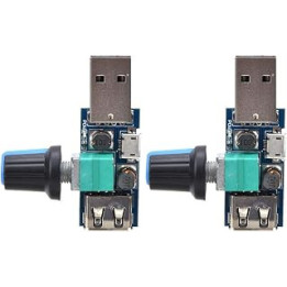 2pcs USB Fan Speed Controller Stepless Voltage Regulator Speed Regulator Fan Speed Governor for Office Home DC4-12V 5W