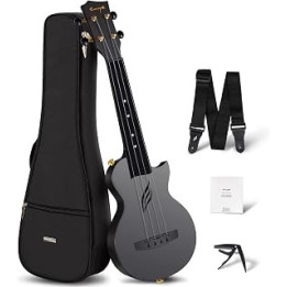 Enya Soprano Ukulele Nova U Mini Simple 21" –Carbon Fiber Travel Ukulele–With Beginner Kit includes Case, Strap, Capo, and