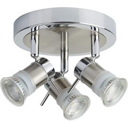 ARIES Chrome Finish Halogen Bathroom Ceiling Lights / Lighting with 3 Spotlights IP44