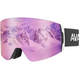 AVAWAY OTG Pink Womens Ski Goggles Magnetic Snowboarding Safety Glasses, Anti Scratch Anti Fog 100% UV Protection