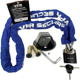 Sabre Motorcycle Scooter Security Chain Lock Motorbike Bicycle Quad Bike Chain & Padlock Blue with Atom Black Ground Anchor