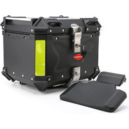 LASIEYO Top Box for Motorcycle, 45L Motorcycle Top Box Aluminum Motorcycle Luggage with Security Lock for Store Helmet Large