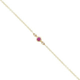 Ruby and Diamond Gold Bracelet, Solid Gold Bracelet, Small Natural Gemstones, Elegant Birthday Gift for Woman, July