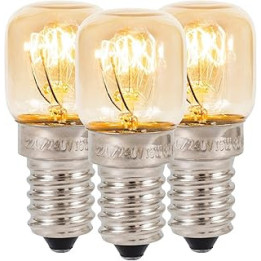 Klass Home (3 Pack) Salt Lamp Bulb | Oven Bulb | Fridge Bulb | Small Screw E14 15W Bulb 300°C Dimmable Incandescent Bulbs Pygmy