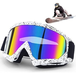 DONGZQAN Unisex Ski Goggles OTG, Ski Goggles for Glasses Wearers, Anti-Fog UV Goggles with Foam Padding, Suitable for Outdoor