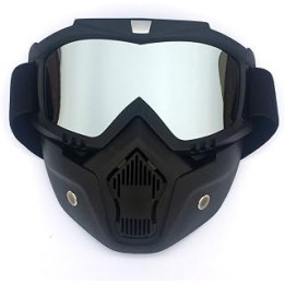 Nosii Winter Outdoor Sports Ski Snowboard MTB Cycling Full Face Mask Shield Goggles (Color : Silver film)