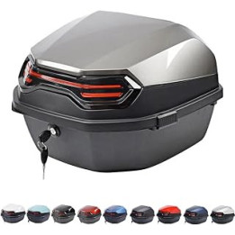 HAENJA Motorbike Boot Touring Tailgate Universal Motorbike Top Box 35L Rear Luggage Box with Lock, Double Buckle Storage (Color