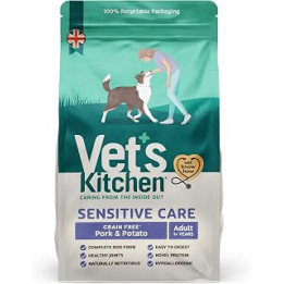 Vet's Kitchen - Grain Free - Complete Dry Dog Food - Sensitive Care Pork and Potato - Advanced Nutrition for your Adult Dog -