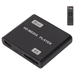 Shanrya Streaming Media Player, Multi Support LED Indicator 100‑240V Aluminum Alloy Easy IR Remote Control Mini Media Player