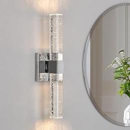 Epinl Bathroom Sconce Wall Lighting - LED Modern Wall Sconce Light Chrome Crystal Bathroom Vanity Light Fixture 3000K Vertical