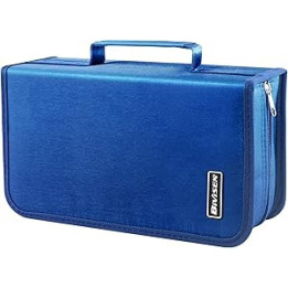 Bivisen CD/DVD Case Holder, 128 Capacity CD VCD Media Wallet, Storage, Holder, Booklet, Organizer (Blue)