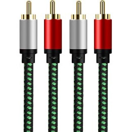 RCA Cable 3m,OvagYeng 2Rca Male to 2-RCA Male Audio Stereo Subwoofer Cable [Hi-Fi Sound] Nylon-Braided Auxiliary Audio Cord for