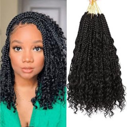 8 Packs Crochet Braids Hair Extensions Box Braids Extensions Hair Curly Crochet Hair Extension Goddess Braids Crochet Hair