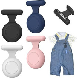 SUIHUOJI (4 Pack) Airtag Holder for Kids Hidden, Waterproof Kids Air tag Holder with Pin Brooch, Kids Airtag Tracker Case