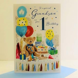 For A Special Grandson on your 1st Birthday Card - 7814 CG