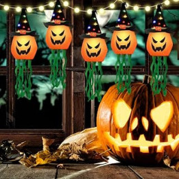5pcs Halloween Hanging String Lights, Colorful LED Halloween Pumpkin Lights Waterproof Halloween Decor Lights for Indoor &