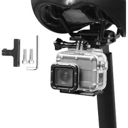 Eyeon Bicycle Saddle Rail Camera Mount Aluminum Alloy Bike Seat Mount Pannier Rack Clamp for GoPro Hero 8/7/6//5//4/3/ Session