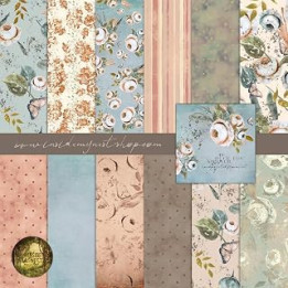 InsideMyNest Duck Egg Peach Vintage Rose Designer Printed Paper Pad Watercolour Floral Scrapbook Collage Journal Pages Origami