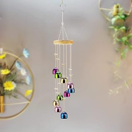 Colorful Bells Wind Chime, Outdoor Indoor Wind Chimes with 10 Bells Patio Garden Backyard Porch Yard Lawn Hanging Decor