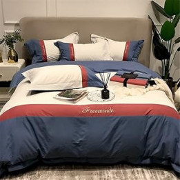 FGHOEV Cotton Brushed Embroidery Four-piece Cotton Stitching To Keep Warm Autumn and Winter Bedding (Color : Color 4, Size : 2m)