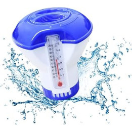 Pool Chlorine Dispenser With Thermomseter, 5 Inch Floating Chlorine Dispenser for Outdoor Indoor Swimming Pool Spa Hot Tub