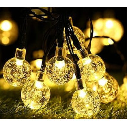 Solar String Lights Outdoor, BrizLabs 45ft 60 LED Solar Globe Crystal Lights Waterproof 8 Modes Indoor Decorative String Lights