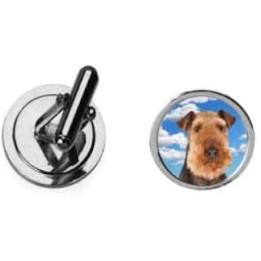 Airedale Terrier Dog code37 Dome Silver Cufflinks Groom dad Wedding Jewellery gift box