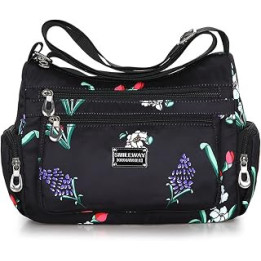 Crossbody Bag for Women Waterproof Nylon Shoulder Bag Casual Multi Pockets Handbag Purse Messenger Bag