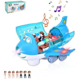 NAUXIU 360 Rotating Electric Toy Plane, Electronic Airplane Toys with Lights & Music, Musical Toys, Children Stunt Airliner