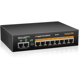 keepLiNK 10 Port Gigabit PoE Switch, 8 Ports Gigabit PoE+ & 2 Gigabit Uplink Ports, Total Power 120W 802.3af/at, Metal Casing