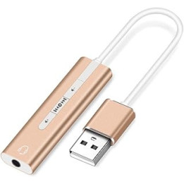External Sound Card, USB Type A to 3.5mm Audio Jack Adapter, Headset Audio Adapter Cable, Compatible with PC, Laptop, Headset,