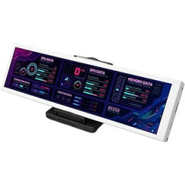 Jopwkuin Chassis Sub Display, CPU GPU SSD Data Long Strip 8.8 Inch 1920 X 480 60Hz USB C IPS LCD Monitor for Computer (White)