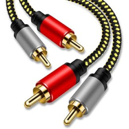 RCA Cable 5m 2Rca Male to 2-RCA Male Audio Stereo Subwoofer Cable [Hi-Fi Sound] Nylon-Braided Auxiliary Audio Cord for Home