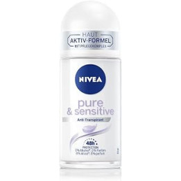 NIVEA Pure & Sensitive Roll-On Deodorant (50 ml), Deodorant with 48 Hour Antiperspirant Protection for Sensitive Skin,