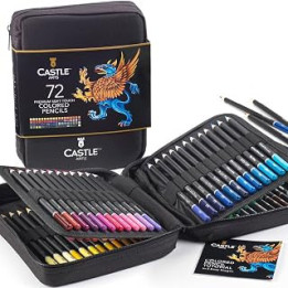 Castle Art Supplies Set of 72 Pencils | Coloured Leads with Soft Core for Artists, Professionals and Adult Colorists | In