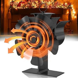 PRELGOSP Log Burner Fan, Heat Circulation 5 Blade Wood Stove Fan, Woodburner Fireplace Fan Silent Operation for Wood/Log