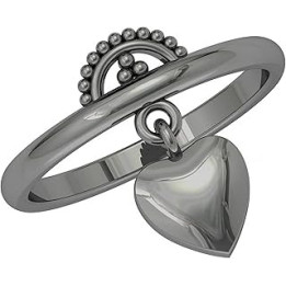 PANOPLY 925 Sterling Silver Heart Shape 18k Gold Plated Ring for Women (11, Black)