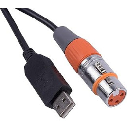 USB to DMX Control Cable RS485 Serial Converter Adapter FTDI XLR 3Pin Stage Lighting Device Cable (6ft, USB Black shell)